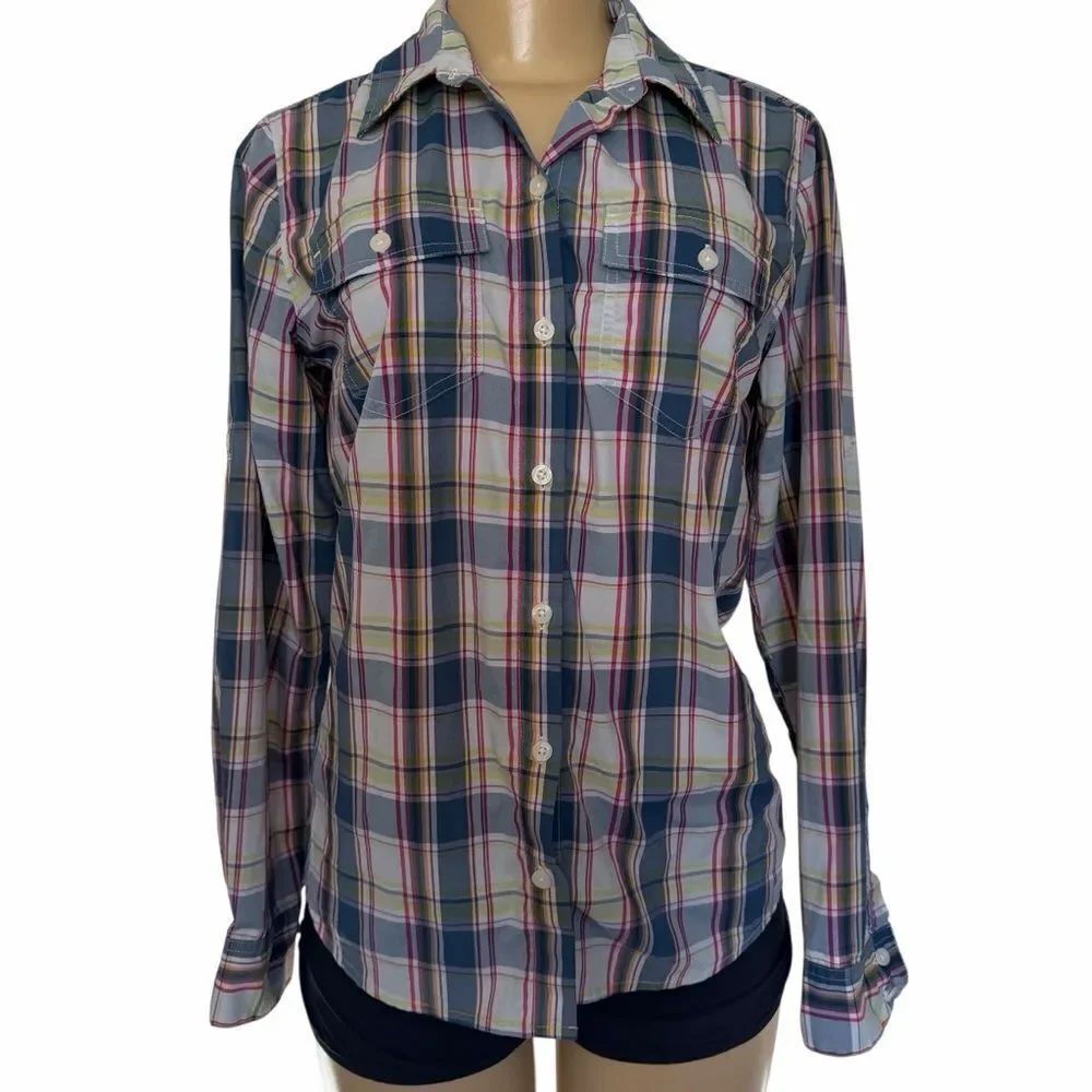 Patagonia blue plaid flannel button up size 6